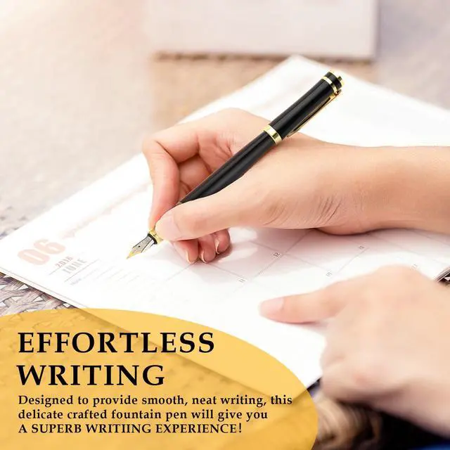 Alt view image 3 of 7 - Luxury Metal Fountain Pen Set, 0.5mm Fine Nib Fountain Pen with 6 Pcs 2.6mm Black Ink Cartridges Smooth Writing Pen Gift for Business Office Journaling Men Women