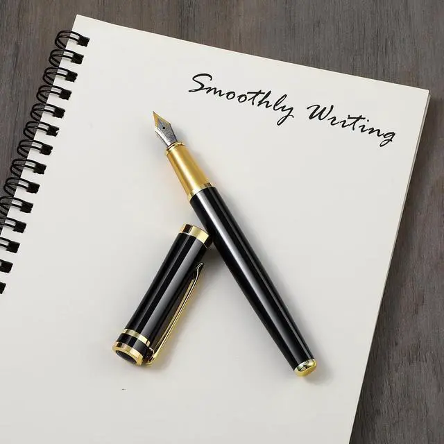 Alt view image 5 of 7 - Luxury Metal Fountain Pen Set, 0.5mm Fine Nib Fountain Pen with 6 Pcs 2.6mm Black Ink Cartridges Smooth Writing Pen Gift for Business Office Journaling Men Women