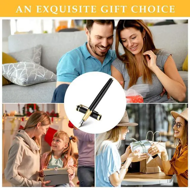 Alt view image 7 of 7 - Luxury Metal Fountain Pen Set, 0.5mm Fine Nib Fountain Pen with 6 Pcs 2.6mm Black Ink Cartridges Smooth Writing Pen Gift for Business Office Journaling Men Women