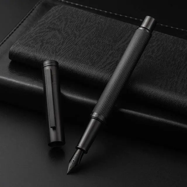 Alt view image 3 of 7 - Hongdian Black Forest Fountain Pen Medium Nib Classic Design with Converter and Metal Pen Case Set