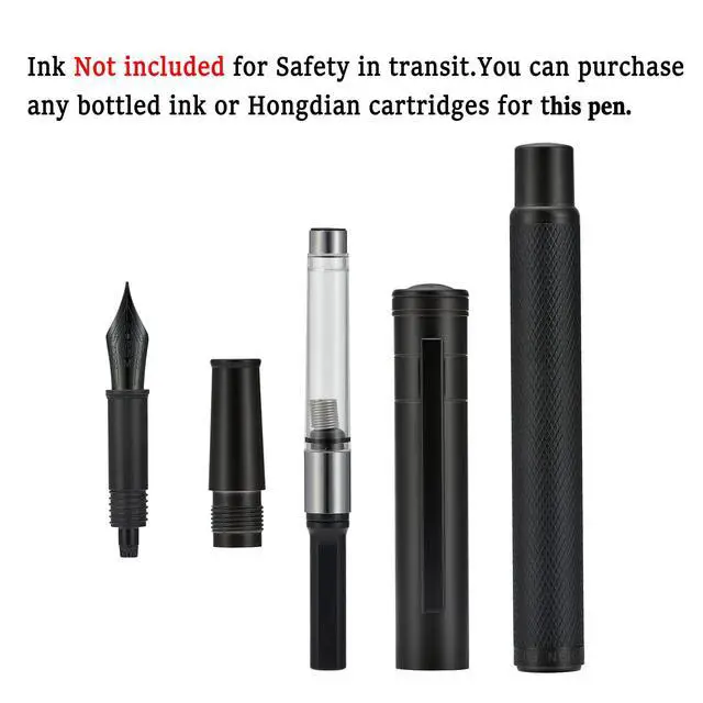 Alt view image 5 of 7 - Hongdian Black Forest Fountain Pen Medium Nib Classic Design with Converter and Metal Pen Case Set