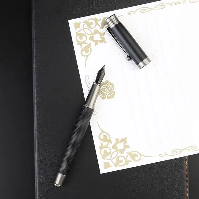 Alt view image 7 of 7 - Fountain Pen Set - Fine & Medium Nibs, Includes 18 Ink Cartridges, Ink Refill Converter & Syringe Filler, Gift for Writing, Journaling & Calligraphy MU-13