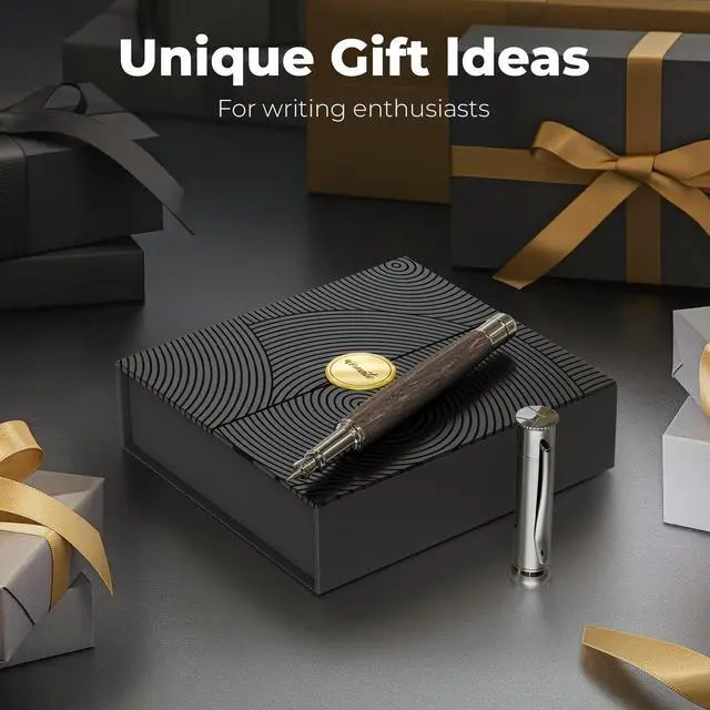 Alt view image 3 of 7 - Fountain Pen Set, Fine Nib with 20PCS 2.6MM Ink Cartridges(10 Black&10 Blue),1 Ink Converter, Nice Luxury pen for Men, Women, Cool Wooden Fountain Pen for Writing, Journaling, Calligraphy