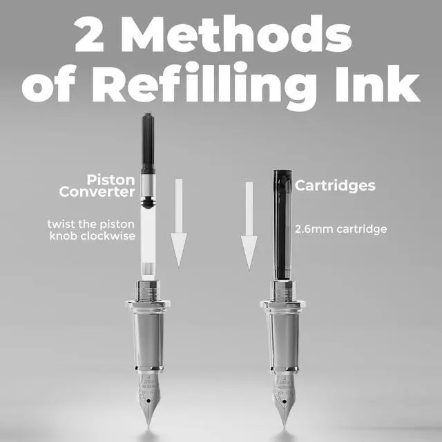 Alt view image 5 of 7 - Fountain Pen Set, Fine Nib with 20PCS 2.6MM Ink Cartridges(10 Black&10 Blue),1 Ink Converter, Nice Luxury pen for Men, Women, Cool Wooden Fountain Pen for Writing, Journaling, Calligraphy