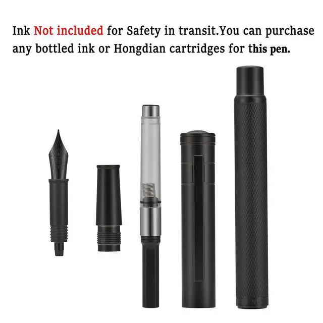 Alt view image 5 of 7 - Black Forest Fountain Pen Fine Nib, Ink Cartridge Not Included, Classic Design with Converter and Metal Pen Case Set