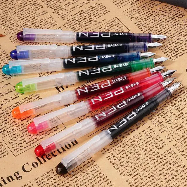 Alt view image 4 of 7 - Disposable Fountain Pens, 8 Pack Multicolor Fine Point Fountain Pens for Writing, Stainless Steel Nib, Smooth Writing for Journaling, Drafting, Sketching, Doodling & Gifts