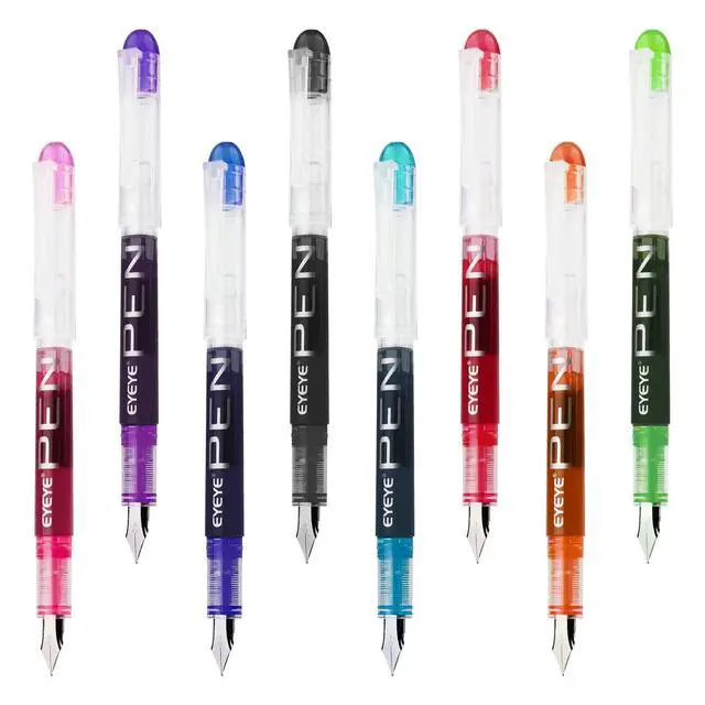 Alt view image 2 of 7 - Disposable Fountain Pens, 8 Pack Multicolor Fine Point Fountain Pens for Writing, Stainless Steel Nib, Smooth Writing for Journaling, Drafting, Sketching, Doodling & Gifts