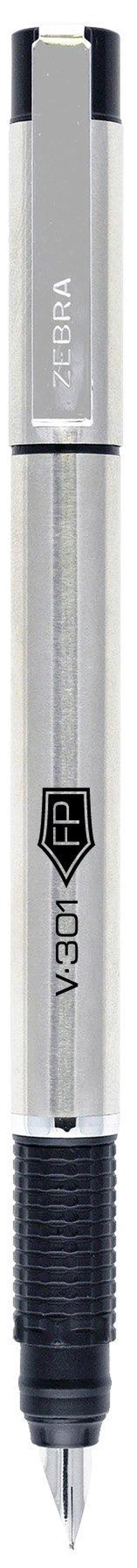 Alt view image 2 of 3 - V-301 Fountain Pen, Stainless-Steel Barrel, Fine Point, 0.7mm, Black Ink, 1-Pack with Refill (48111)