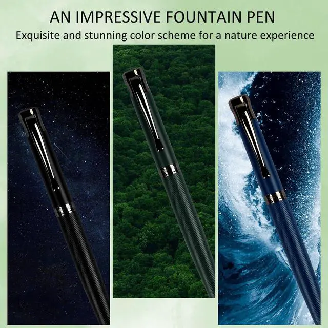 Alt view image 6 of 7 - Luxury Fountain Pen Set,Ink Pen for Smooth Writing,Medium Nib,Includes 10 Ink Cartridges&Ink Converter,Best Pen Gift Case for Men & Women,fancy,Journaling,Executive Office pen-Black