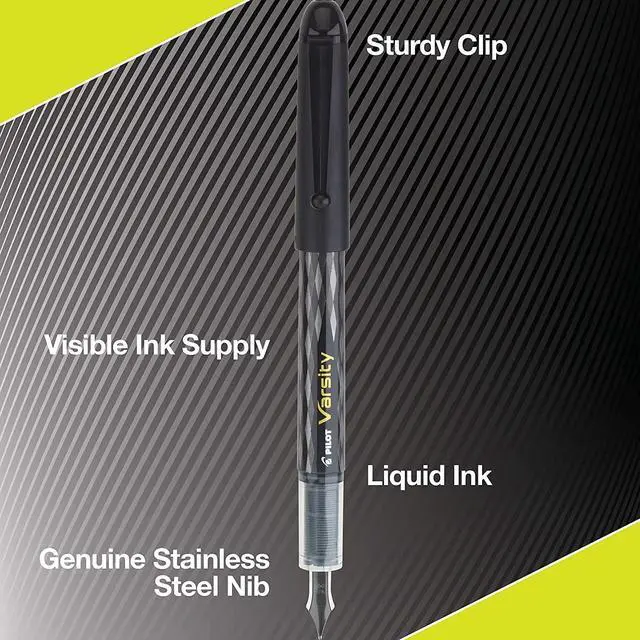 Alt view image 2 of 5 - Varsity Disposable Fountain Pens, Blue Ink, Medium Point, Pack of 6