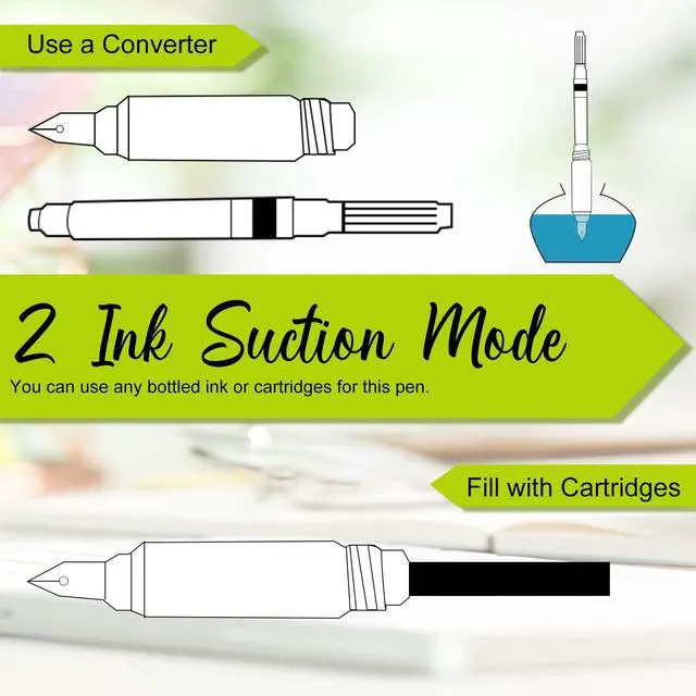 Alt view image 6 of 7 - 16 Pieces Fountain Pen Refillable Disposable Fountain Pens for Writing Fine Nib Signature Ink Pen Piston Filling Pen for Calligraphy Painting, Drawing, School, Scrapbook and Sketch(Multicolor)