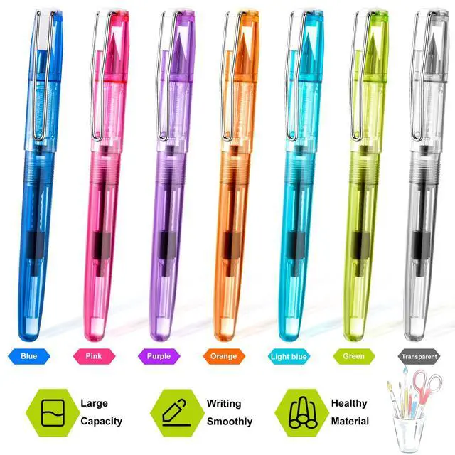 Alt view image 2 of 7 - 16 Pieces Fountain Pen Refillable Disposable Fountain Pens for Writing Fine Nib Signature Ink Pen Piston Filling Pen for Calligraphy Painting, Drawing, School, Scrapbook and Sketch(Multicolor)