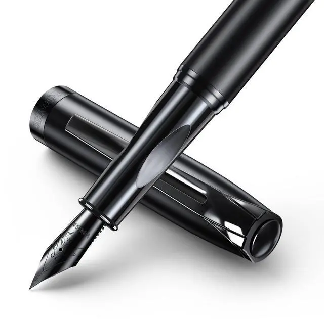 Main image of samurai Fountain Pen Set,Hand Polished Medium Nib,Calligraphy Nib(Bent Nib),Includes 8 Ink Cartridges,Ink Refill Converter*2 And Gift Box,Best Pen Gift Set for Men & WomenBlack
