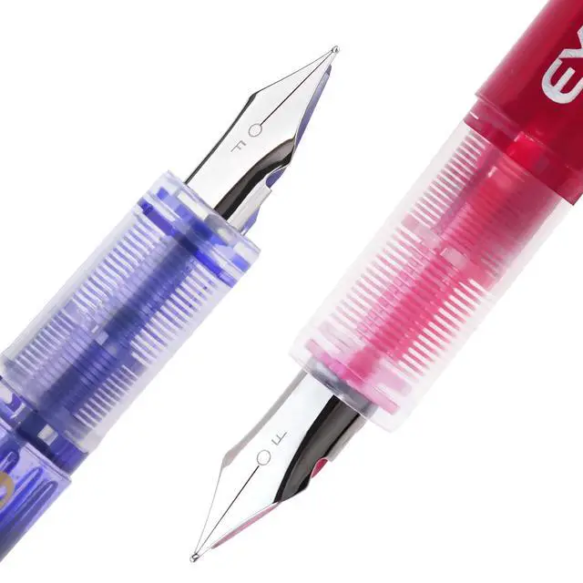Alt view image 4 of 6 - Fountain Pens for Writing, 9 Pack Assorted Colors Disposable Fountain Pens Stainless Steel Nib, Clear Barrel, Fine Point Smooth Writing for Calligraphy, Journaling, Office & School Supplies