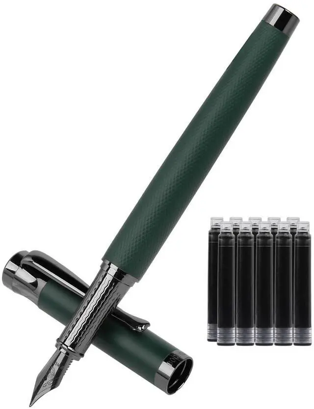 Main image of Luxury Fountain Pen Set,Ink Pen for Smooth Writing,Medium Nib,Includes 10 Ink Cartridges&Ink Converter,Best Pen Gift Case for Men & Women,fancy,calligraphy,Executive,Office pen-Green