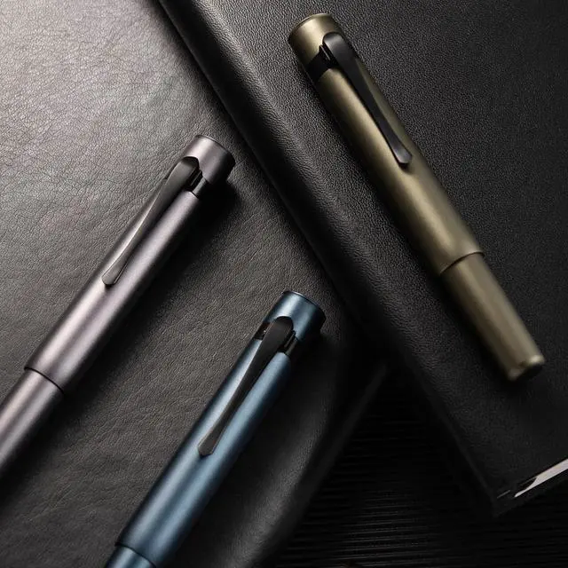 Alt view image 6 of 7 - M2 Black Forest Mini Fountain Pen, Extra Fine Soft Nib & Sleek Shape Aluminium Short Pocket Travel Pen (Midnight Blue)