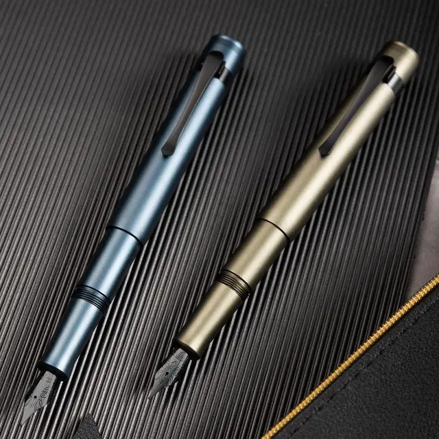 Alt view image 4 of 7 - M2 Black Forest Mini Fountain Pen, Extra Fine Soft Nib & Sleek Shape Aluminium Short Pocket Travel Pen (Midnight Blue)