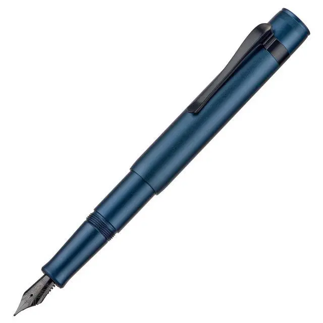 Alt view image 2 of 7 - M2 Black Forest Mini Fountain Pen, Extra Fine Soft Nib & Sleek Shape Aluminium Short Pocket Travel Pen (Midnight Blue)