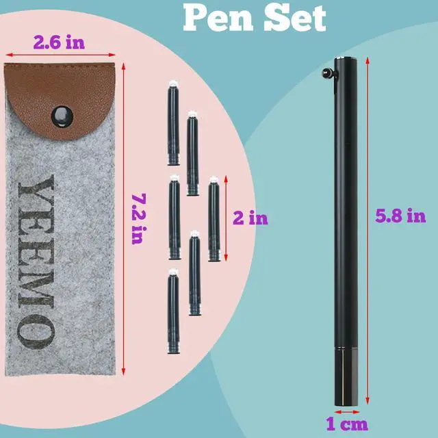 Alt view image 6 of 6 - Retractable Fountain Pen 0.38 mm Extra Fine Nib Fountain Pen, Smooth Fancy Pens with Converter, 6 Ink Cartridges & Gift Pouch for Writing (Matte black)