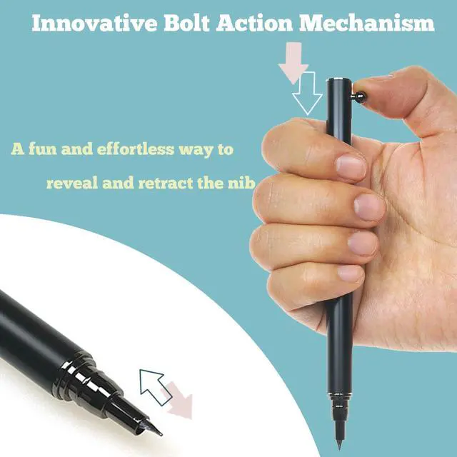 Alt view image 3 of 6 - Retractable Fountain Pen 0.38 mm Extra Fine Nib Fountain Pen, Smooth Fancy Pens with Converter, 6 Ink Cartridges & Gift Pouch for Writing (Matte black)