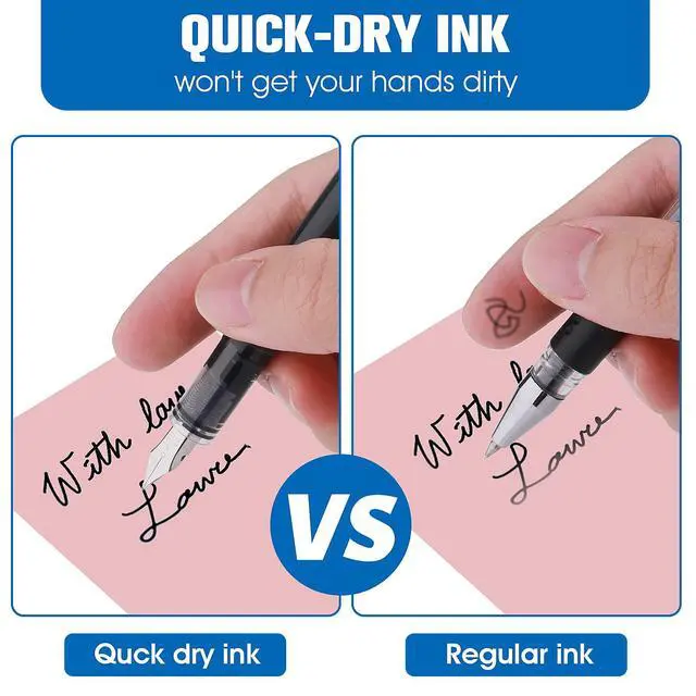Alt view image 3 of 7 - Disposable Fountain Pens, Black Ink Smooth Writing Pens Quick-Drying Liquid ink Fine Nib for School Office Gift Supplies 6PCS