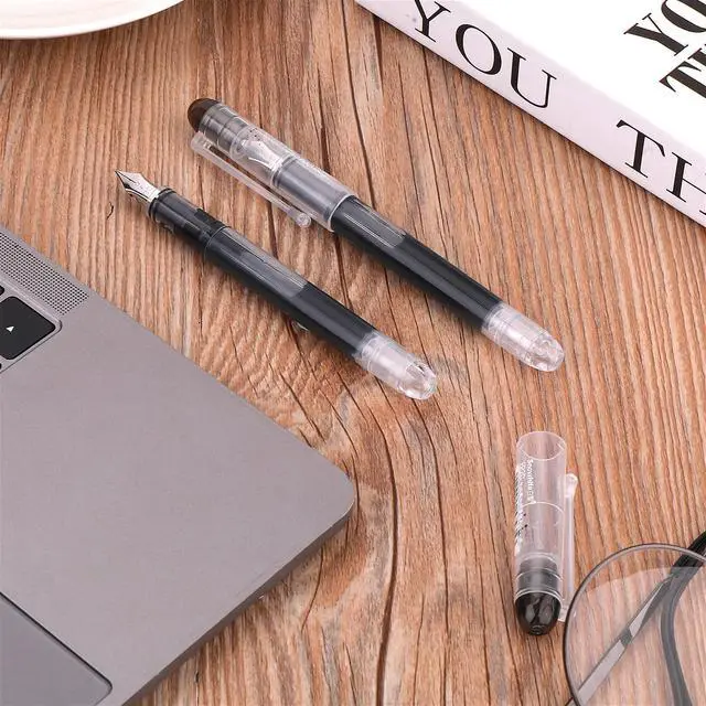 Alt view image 7 of 7 - Disposable Fountain Pens, Black Ink Smooth Writing Pens Quick-Drying Liquid ink Fine Nib for School Office Gift Supplies 6PCS