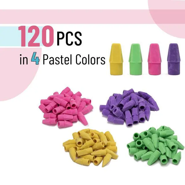 Alt view image 2 of 6 - Erasers for Pencils, 120 Pack, Pencil Top Erasers, Eraser Caps