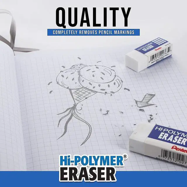 Alt view image 4 of 5 - Hi-Polymer Block Eraser, Large, White, Pack of 3 (ZEH10BP3-K6)