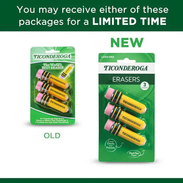 Alt view image 3 of 6 - Erasers, Pencil Shaped, Yellow, 3 ct (38953)