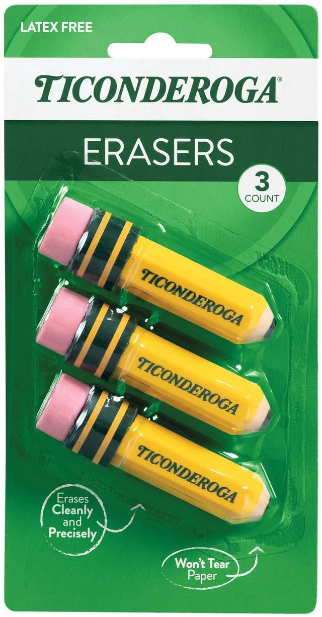 Main image of Erasers, Pencil Shaped, Yellow, 3 ct (38953)