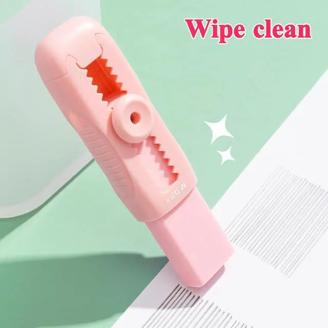 Alt view image 6 of 7 - 4+1 Pack Rubber Pink Erasers Sliding Retractable Eraser, Soft Cute Erasers Push Pull Large Pencil Erasers with Plastic Sleeve 4 Refill Eraser for School Students Kids Office Home Supplies
