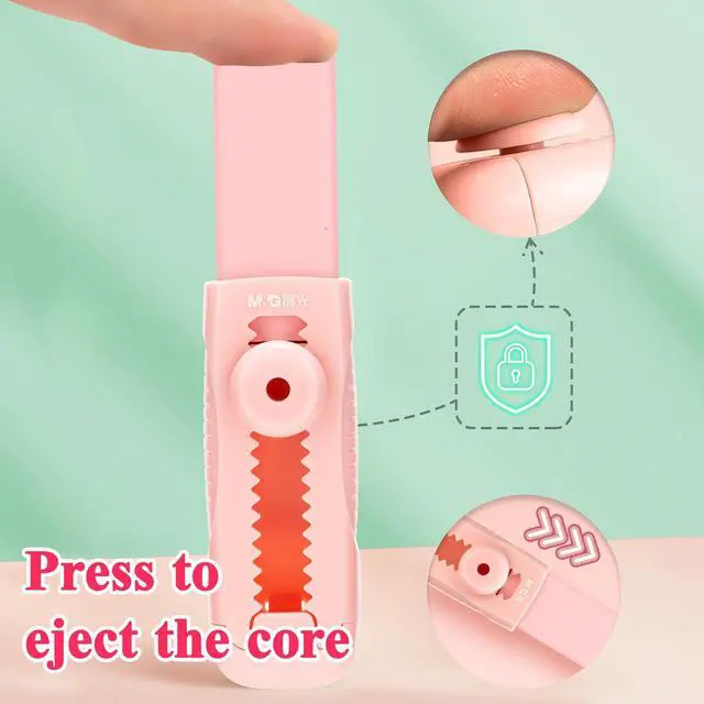 Alt view image 3 of 7 - 4+1 Pack Rubber Pink Erasers Sliding Retractable Eraser, Soft Cute Erasers Push Pull Large Pencil Erasers with Plastic Sleeve 4 Refill Eraser for School Students Kids Office Home Supplies