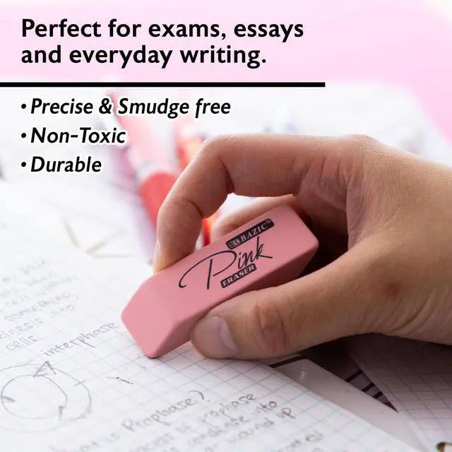 Alt view image 4 of 7 - Pink Bevel Block Erasers, Latex-Free, PVC-Free, 4 Count