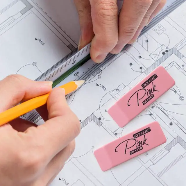 Alt view image 6 of 7 - Pink Bevel Block Erasers, Latex-Free, PVC-Free, 4 Count