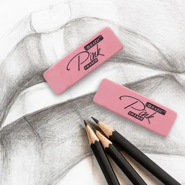 Alt view image 7 of 7 - Pink Bevel Block Erasers, Latex-Free, PVC-Free, 4 Count