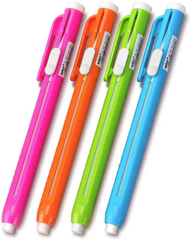Main image of Retractable Mechanical Eraser Pen, Pen-Style Erasers, 4 Pack