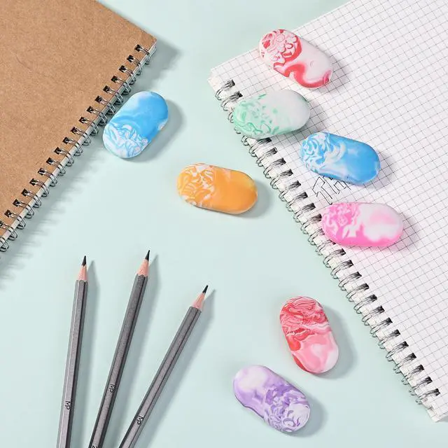 Alt view image 3 of 7 - Erasers, 24 Pack, Vibrant Colors, Marble Pencil Eraser