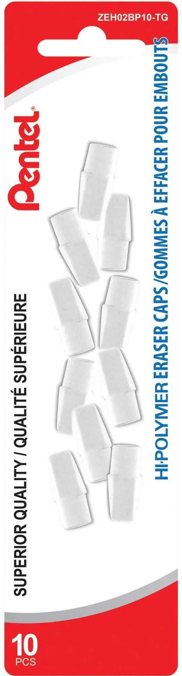Main image of Hi-Polymer White Cap Erasers, Pack of 10 (ZEH02BP10)
