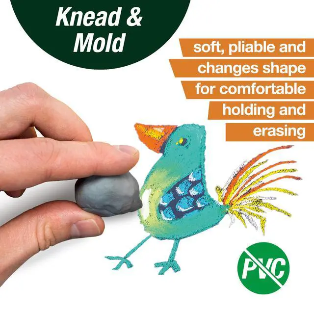 Alt view image 2 of 7 - Erasers - Drawing Art kneaded Erasers, Large Size Grey - 4 Pack