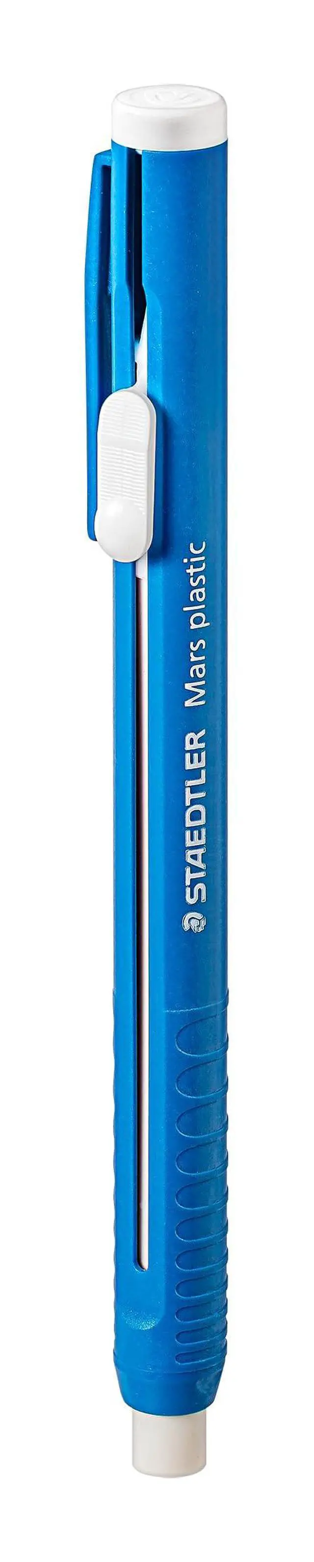 Alt view image 2 of 5 - Mars Plastic Eraser Pen with Refillable Holder, German-Made Eraser for Pencils, Smudge-Free & Tear-Free Precision, Retractable Design with Clip, Blue