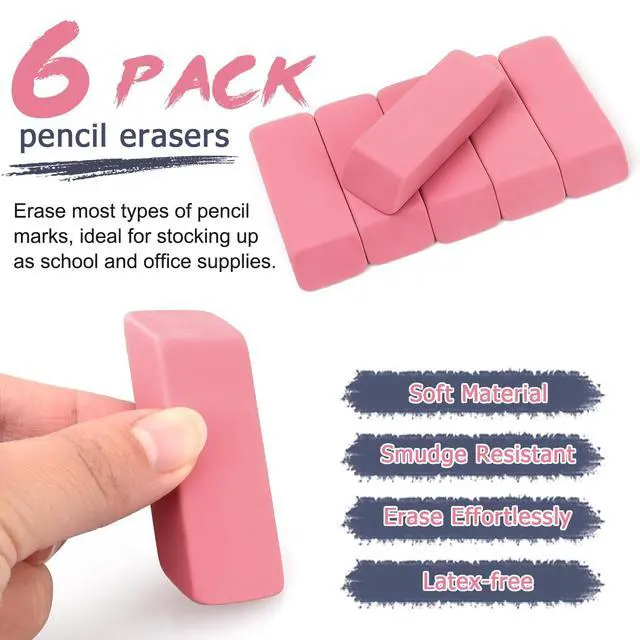 Alt view image 3 of 7 - Large Erasers, Pink, Pack of 6