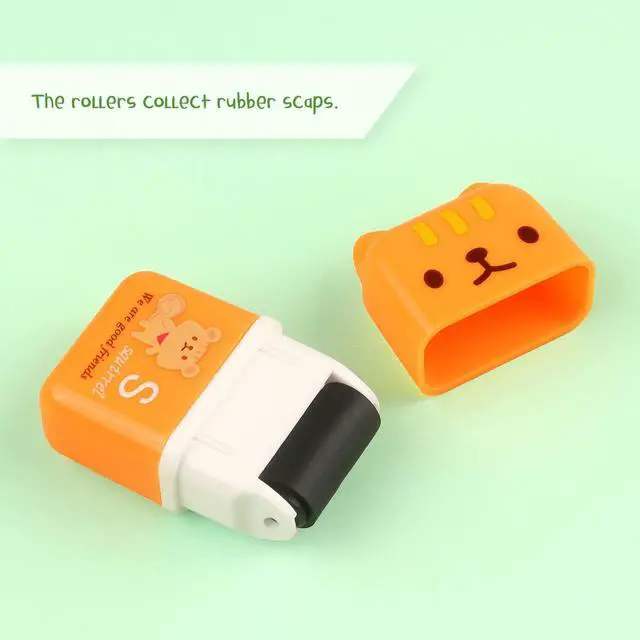 Alt view image 4 of 7 - Tamaki 6 Pack Erasers for Kids, Cute Erasers with Cover and Roller