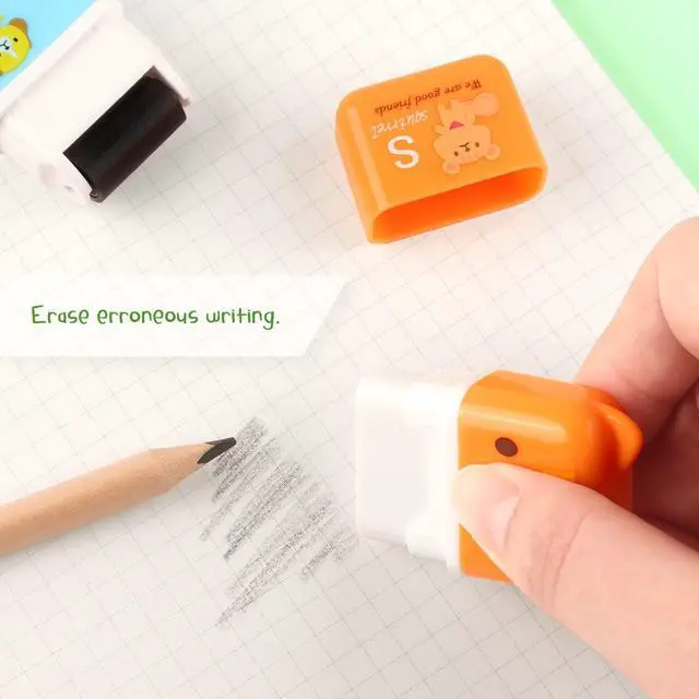 Alt view image 6 of 7 - Tamaki 6 Pack Erasers for Kids, Cute Erasers with Cover and Roller