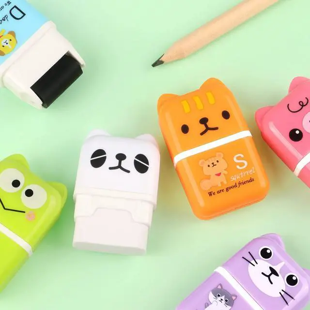 Alt view image 7 of 7 - Tamaki 6 Pack Erasers for Kids, Cute Erasers with Cover and Roller
