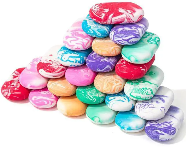 Main image of Erasers, 24 Pack, Vibrant Colors, Marble Pencil Eraser