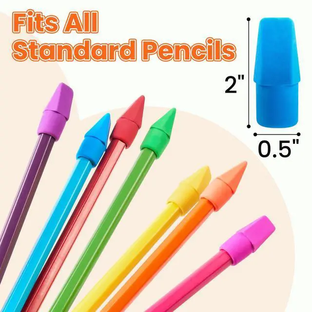 Alt view image 2 of 7 - Pencil Top Erasers, 120 Pack Latex-Free Eraser Caps for Standard Pencils, No-Smudge Cap Erasers for Students, Teachers, Classroom Must Haves, Back to School Supplies, 7 Assorted Colors