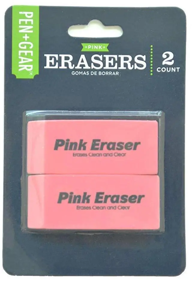 Main image of Smudge-Proof Pink Erasers 2 Count