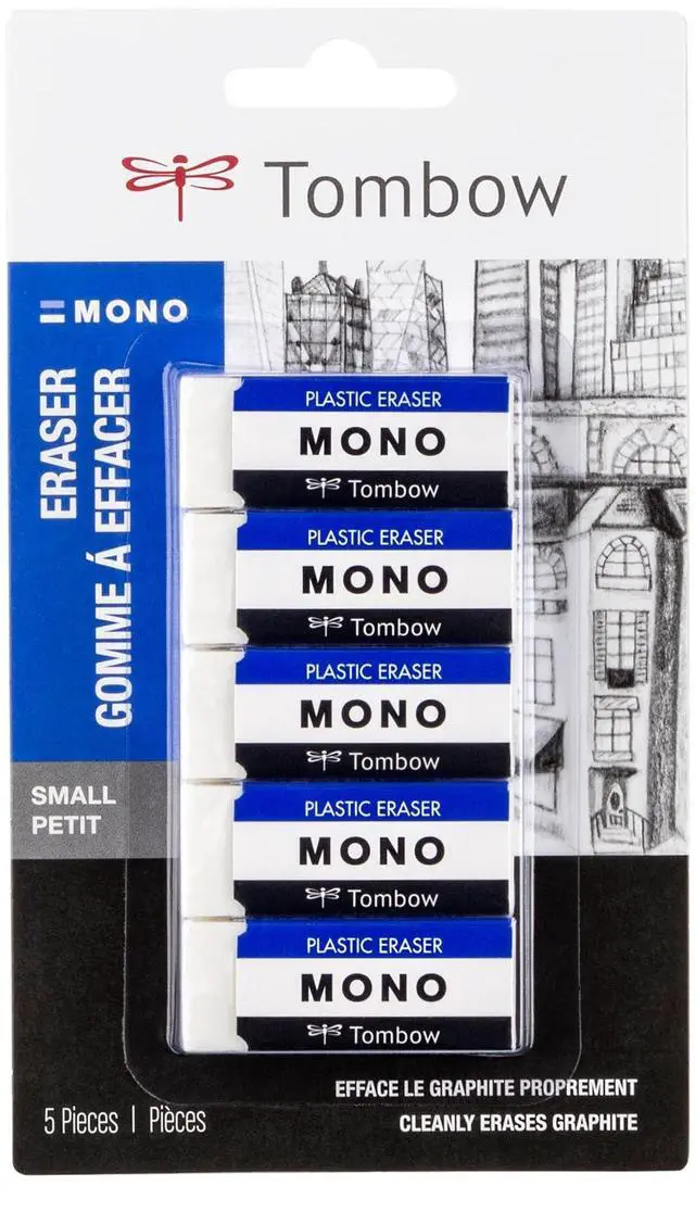 Main image of 57321 MONO Eraser, White, Small, 5-Pack. Cleanly Removes Marks
