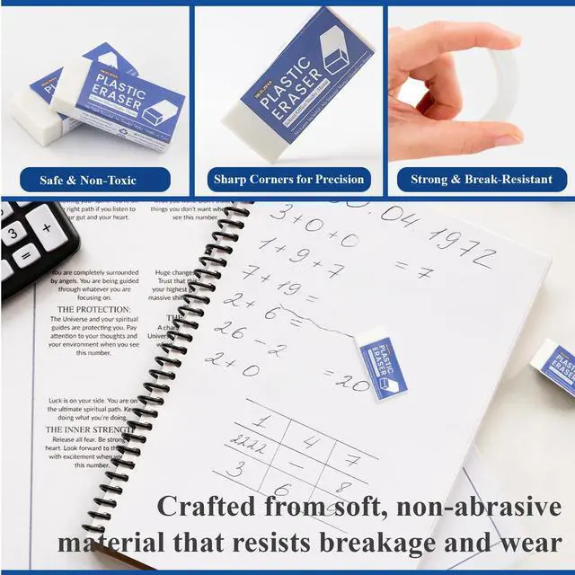 Alt view image 4 of 7 - White Eraser, 8-Pack Bulk Erasers for Classroom,White Erasers for School, Classroom Must Haves & Back to School Supplies Eraser, Latex-Free & No Crumbling, Gomas De Borrar Escolares.