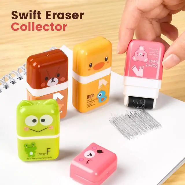 Alt view image 4 of 7 - 12 Pack Pencil Erasers, Cute Erasers Pencil Eraser w/Clean up Roller